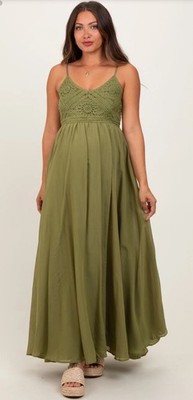 Women's Mable Green Crochet Bodice Maternity Maxi Dress Small NEW Pinkblush  | eBay