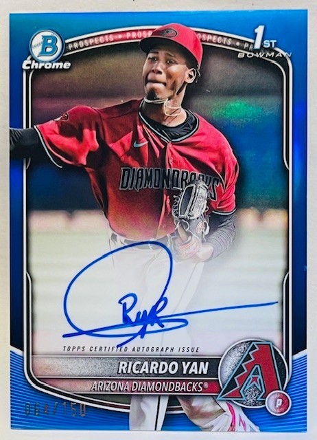 2025 Bowman Chrome Prospect 1st Auto Ricardo Yan  #CPA-RY BLUE Refractor /150🔥