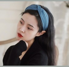 Blue Twist Knot Headband   Soft Faux Leather Hairband  Chic Women  s Fashion Acc