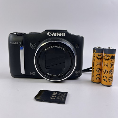 Canon PowerShot SX160 IS 16.0MP Digital Camera W/ SD Card Batteries Tested