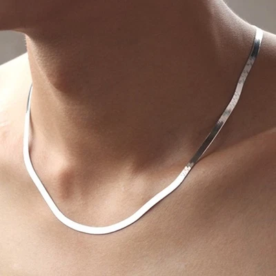 Halskette Silber 925 – Flache Schlangenkette mit glänzendem Finish - Bild 1 von 4