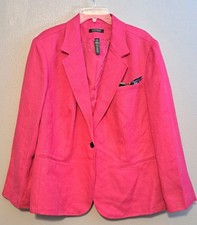 Lauren Ralph Lauren Womens Blazer 20W Pink 100 Linen Barbiecore Career Preppy