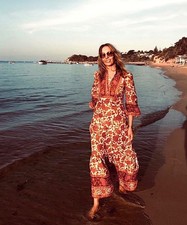Zimmermann Amari Orange Linen Maxi Dress 0 AU 6-8 US 2-4 Orange Paisley Cottage