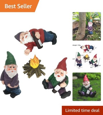 Charming Campfire Gnomes Set - Durable Fairy Garden Accessories for All Seasons