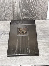 Vintage MCM 1960s Park Sherman Bronze Memo Holder Notepad W/Dogs & Tree