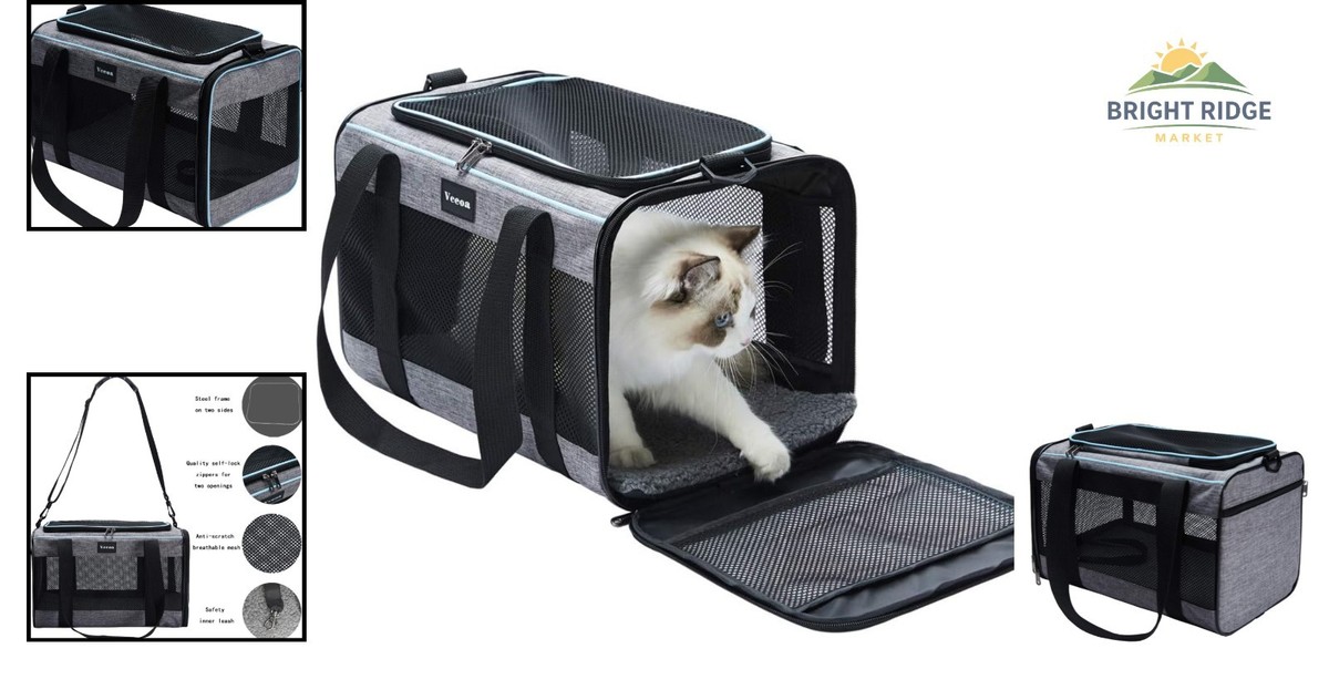 17.5 Inch Cat and Dog Carrier with Zipper Closure and Ventilated