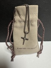 Collana David Yurman argento sterling petite croce cavo diamanti 16 pollici