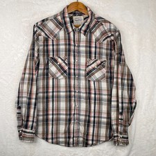 Vtg Levis Pearl Snap Shirt Mens XL Plaid Long Sleeve Western Two Horse Brand