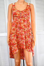 Eyeshadow Women's Size S Floral Paisley High Low Dress Lace Back Boho Orange