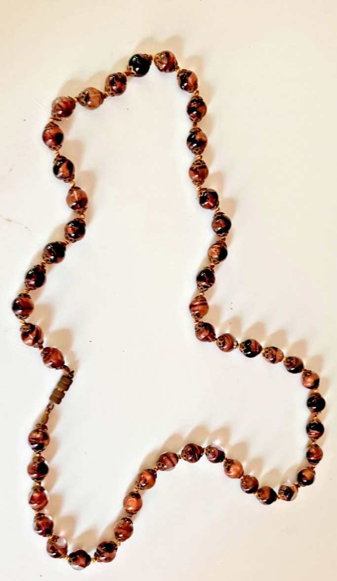 VINTAGE ITALIAN MURANO GLASS BEADS NECKLACE 24” ..