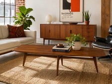 Mid-Century Danish Modern MCM 1950s Mersman Walnut Surfboard Coffee Table 5ft