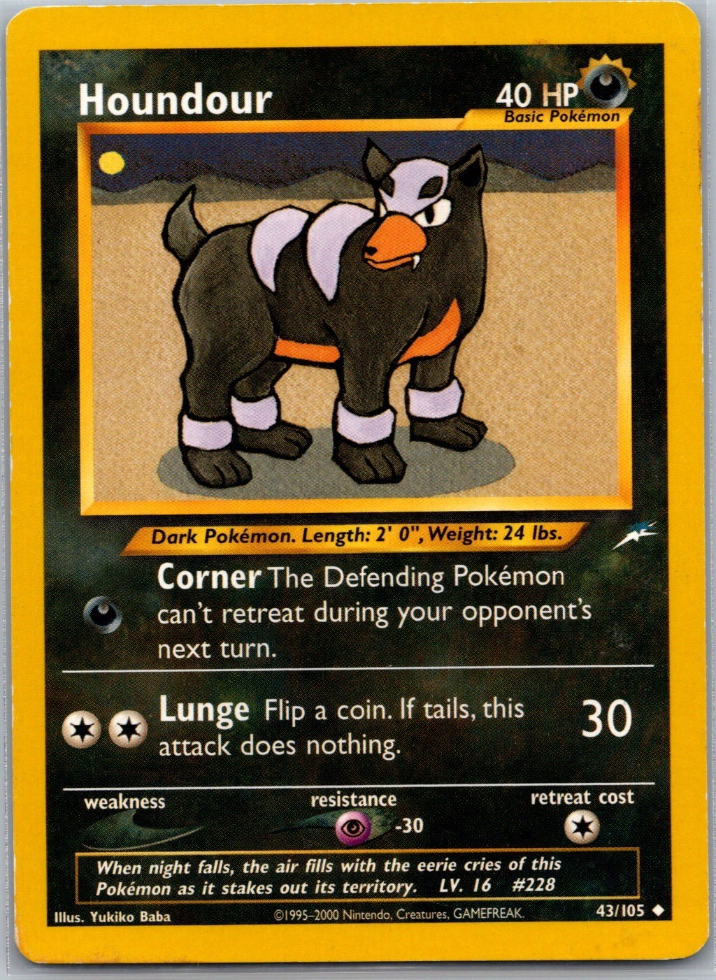 Houndour 43/105 Neo Destiny Pokemon Unlimited MP Yukiko Baba