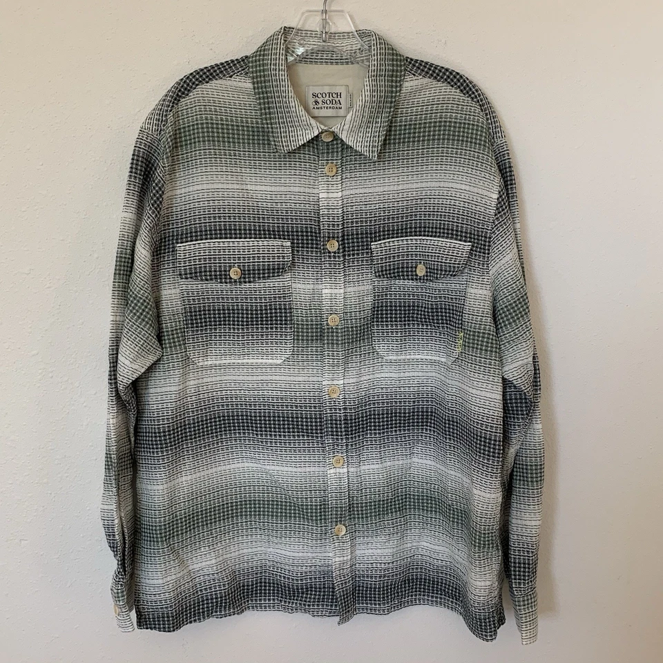 Camisa Scotch & Soda Amsterdam Para Hombre XL Calce Relajado Waffle Manga Larga Abotonada Foto 2 de 4