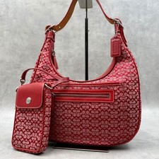 Borsa a tracolla Coach mini firmata tela pelle rossa autentica dal Giappone