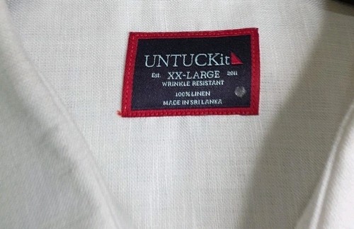 UNTUCKit Cameron Shirt Men's 2XL White Short Sleeve Wrinkle Free 100% Linen - Picture 4 of 8