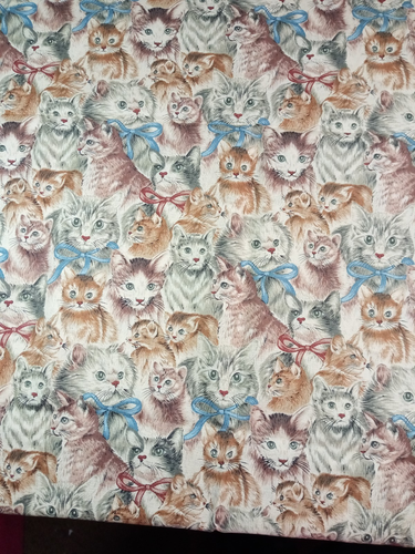 Hoffman International Stoffe beige Hintergrund braun/grau Katzen 100% Baumwolle BTHY