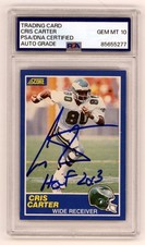 Cris Carter 1989 Score Football #72 Signed Rookie RC w/ HOF 2013 PSA 10 Auto