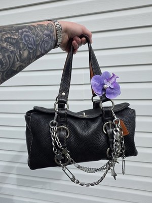 Vintage Coach Black Pebbled Leather Chelsea Turnlock Satchel Bag 10134
