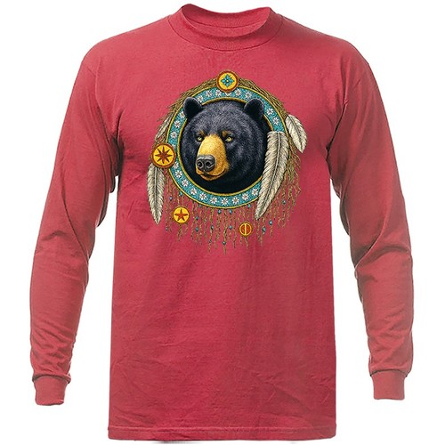 Native American-Inspired Bear Dreamcatcher Feather Animal Long Sleeve Shirt - Picture 11 of 14