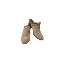 Y2k Euro Soft By Sofft Womens 8.5 US Leather Suede Mule Clog Boho Stitched Heel