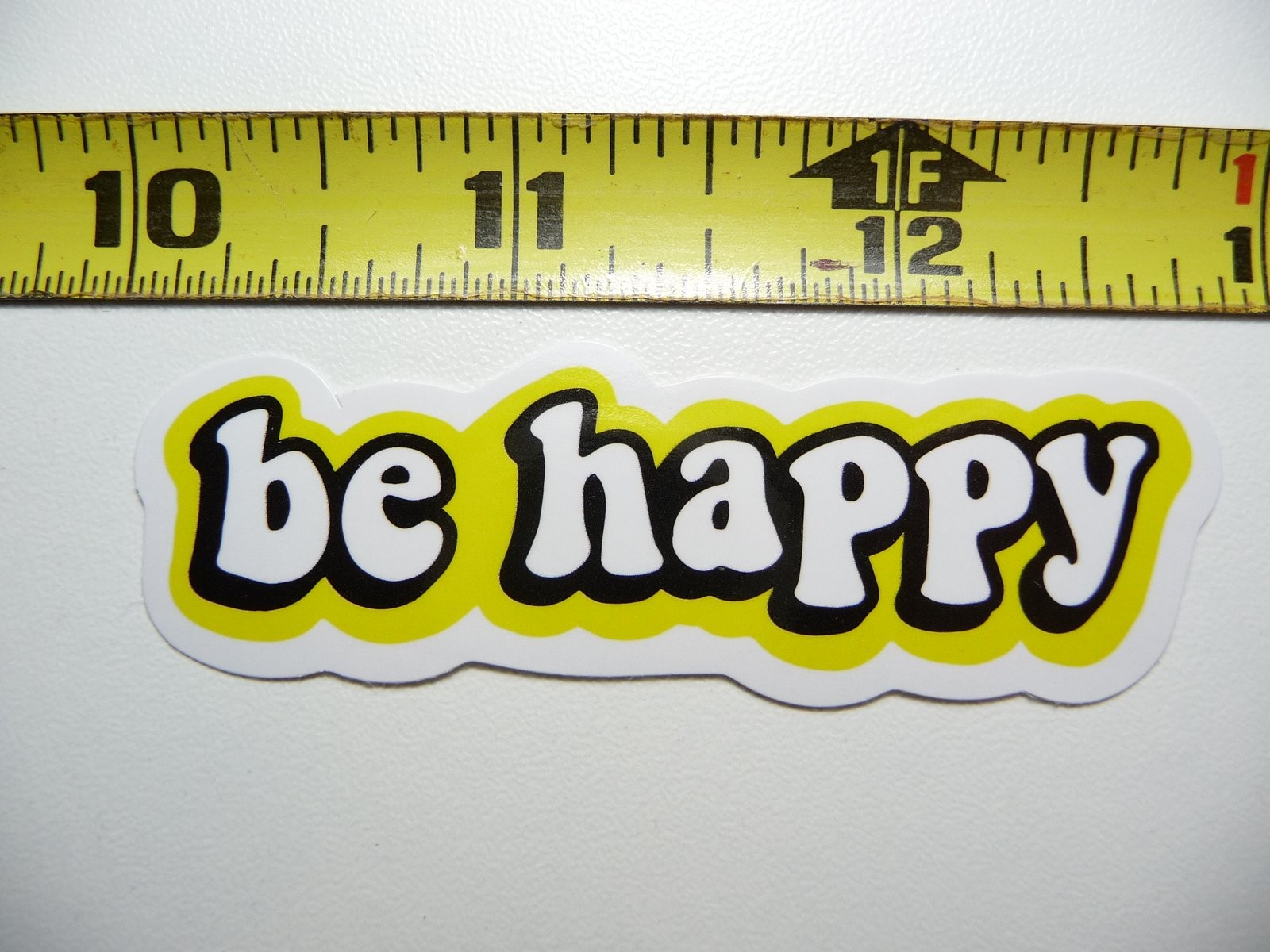 Be happy lowercase glossy motivational decal sticker for positive attitude