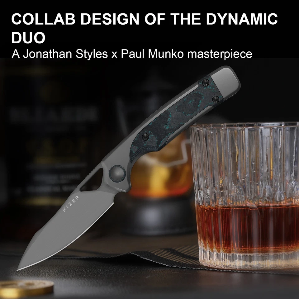 Navaja de Bolsillo Plegable Kizer Ara EDC S45VN Hoja Titanio y Camuflaje Mango de Carbono Foto 2 de 4