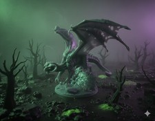 HUGE Printed Black Dragon Miniature 3x3" Resin D D Villain Ready to Paint