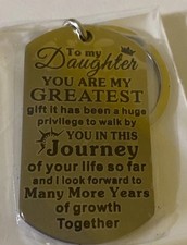 To My Daughter Key Ring Silver Tag Gift. Fast Ship Gift Box Silver Tone