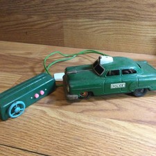 Vintage Tin Japan Line Mar Toys Remote Control Police Car - For Parts Or Repair
