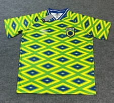 Umbro Brazil Soccer Jersey Small Green Yellow Blue Diamond Pattern Kit Shirt