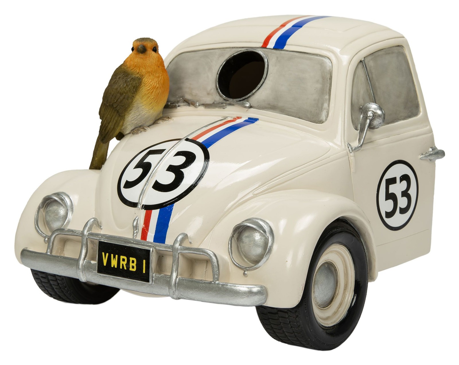 Vivid Arts Classic Beetle Car & Robin Garden Birdhouse