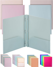 - Plastic Folders with Pockets and Prong, 5 Pack, Muted Pastel Colors, File Fold