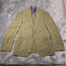 Ralph Lauren Purple Label Kent Linen Tuxedo Jacket Mens 38S Olive Green 2995