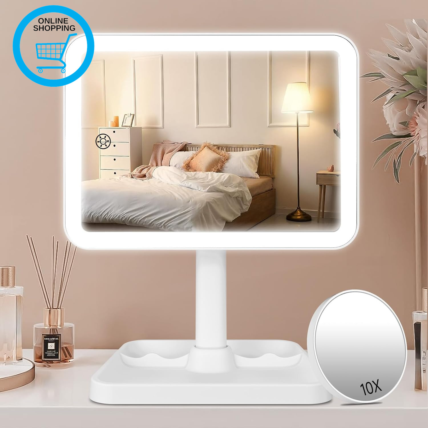 Rechargeable Makeup Vanity Mirror with Lights, Light up Vanity Mirror for Dressi