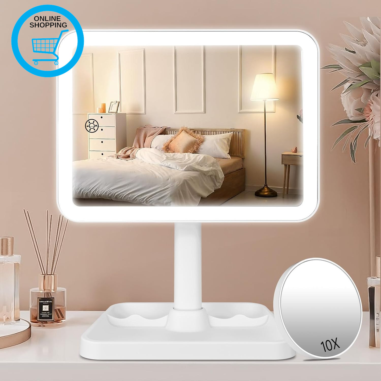Rechargeable Makeup Vanity Mirror with Lights, Light up Vanity Mirror for Dressi