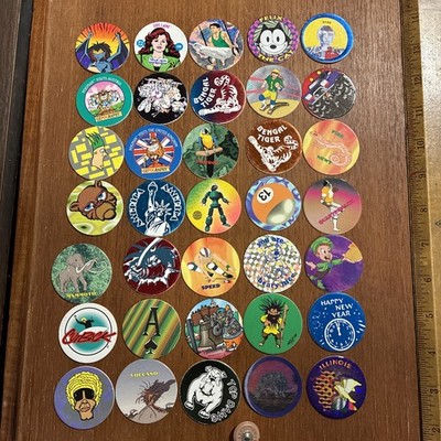 Pogs Milk Caps VTG 90s Lot Of 35 DC Gepography Ryan Vr Troopers Lois Lane