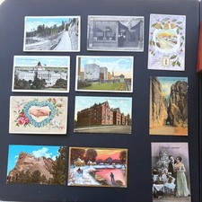 Vintage Postcard Lot 11pc Chicago Omaha Mt Rushmore 1900s-1970s Holiday Travel