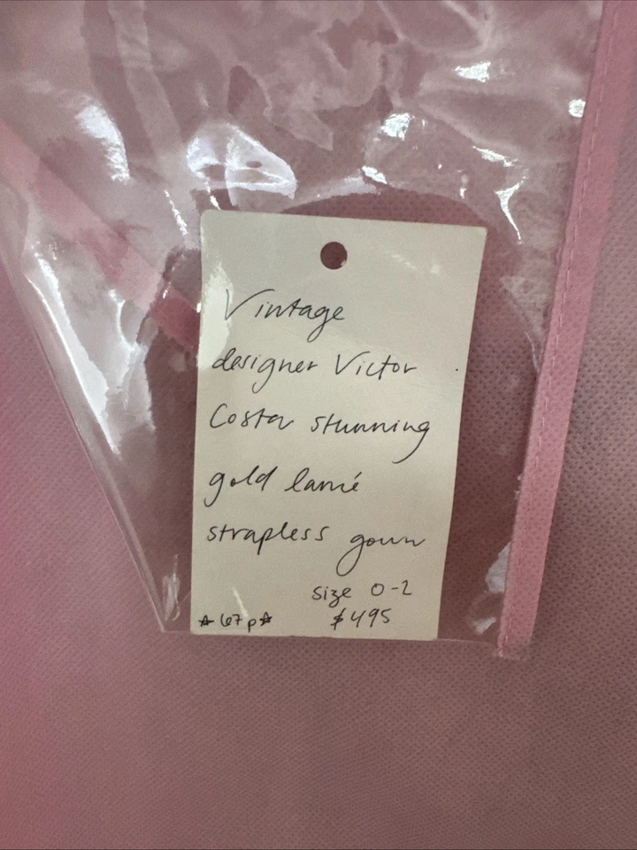 Vintage Victor Costa Gold Lamé Gown - XS/2 - Image 4 of 4