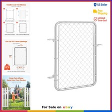 Chain Link Fence Gate 32 x 46 Inch Galvanized Steel Adjustable Width 2 to 4 FT