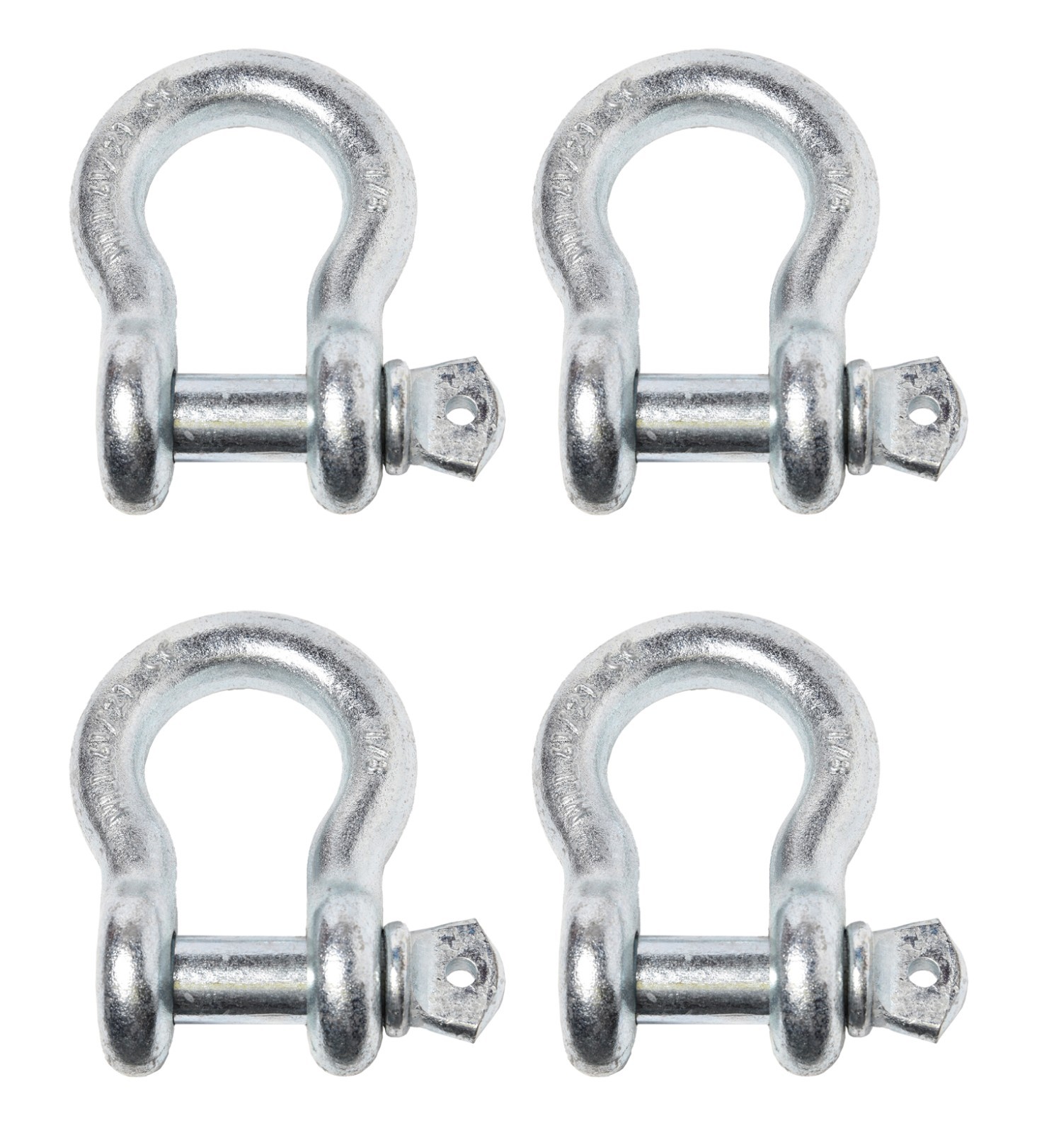 4x 7/8" Bow Shackle D-Ring Zinc Plated w 1" Clevis Screw Pin 14000 lbs Tow Lift