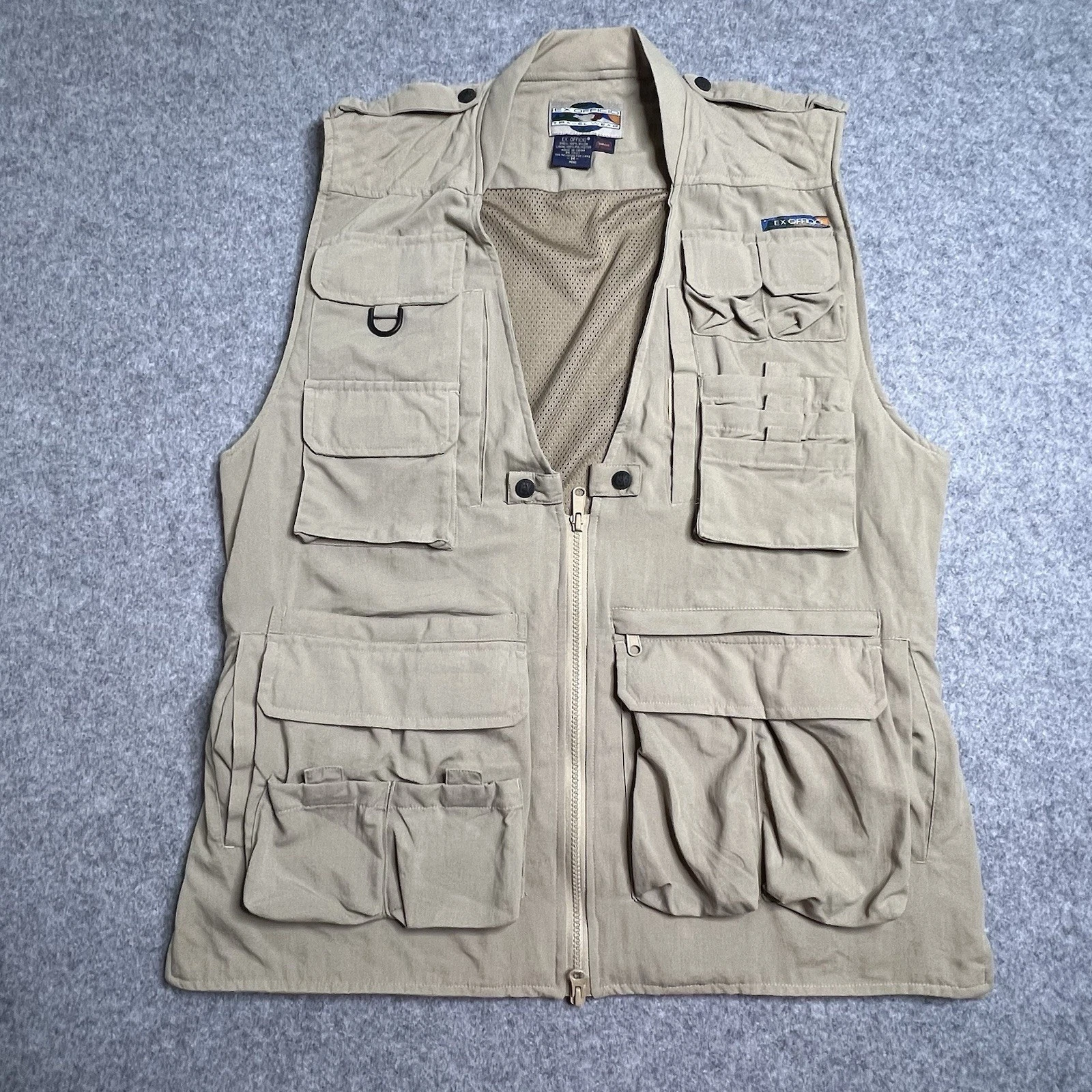 Exofficio Mens Vest Fishing Safari Hiking Outdoors Utility Cargo Tan Size M