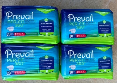 Prevail Per-Fit 360 Daily Incontinence Briefs, Unisex Adult Size 1  , PACK Of 4 