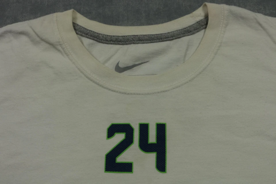 Camiseta Seattle Seahawks Para Hombres XL Blanca NFL Fútbol Marshawn Lynch 24 Camiseta Nike Foto 3 de 4