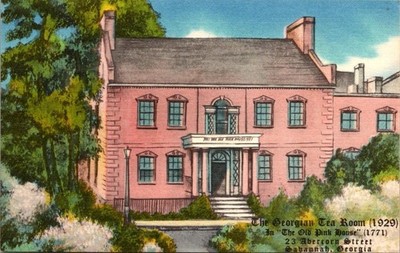 Postcard GA Savannah Georgia The Georgian Tea Room The Old Pink House 