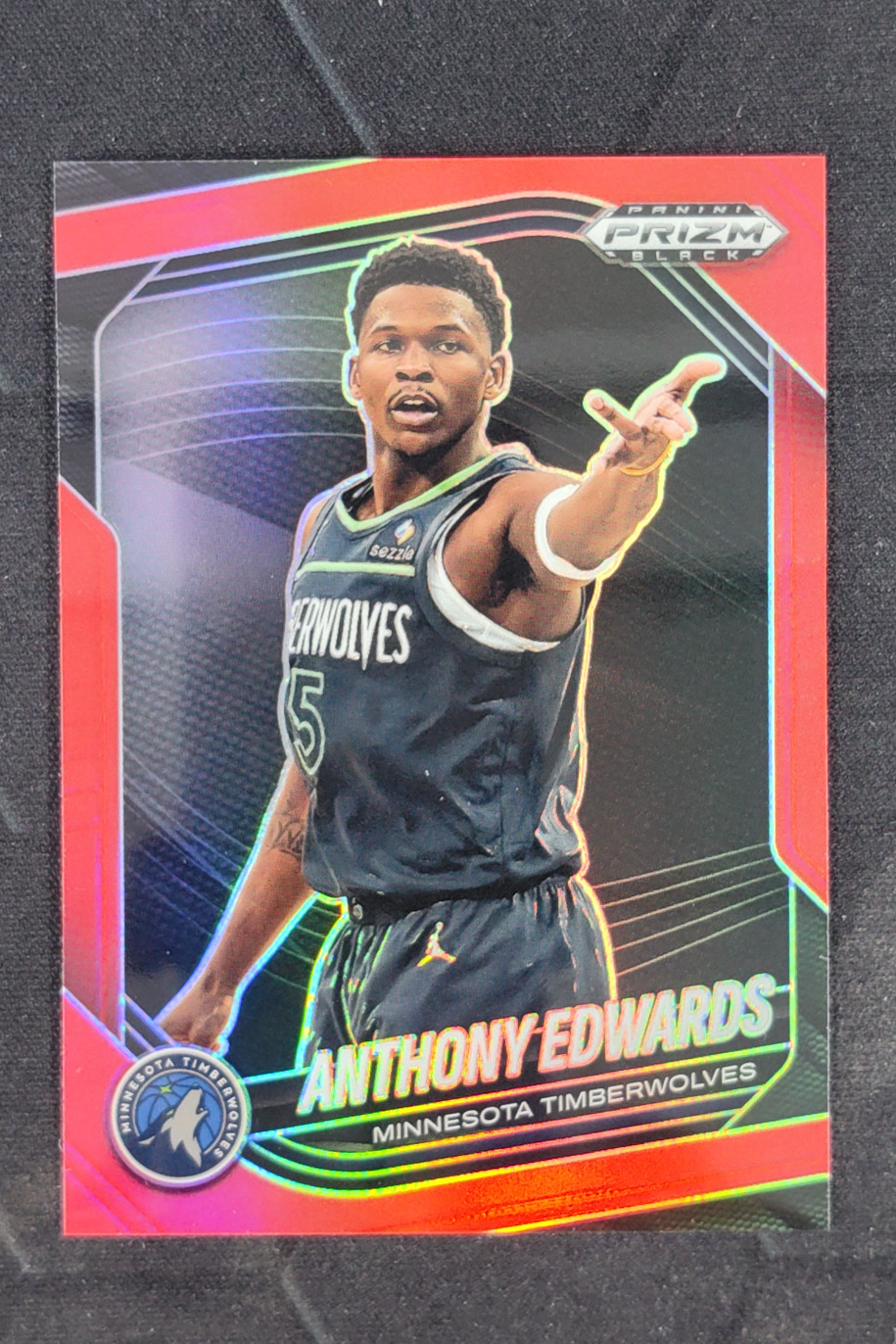 2024-25 Panini Prizm Black Anthony Edwards Red /299 #17 Timberwolves