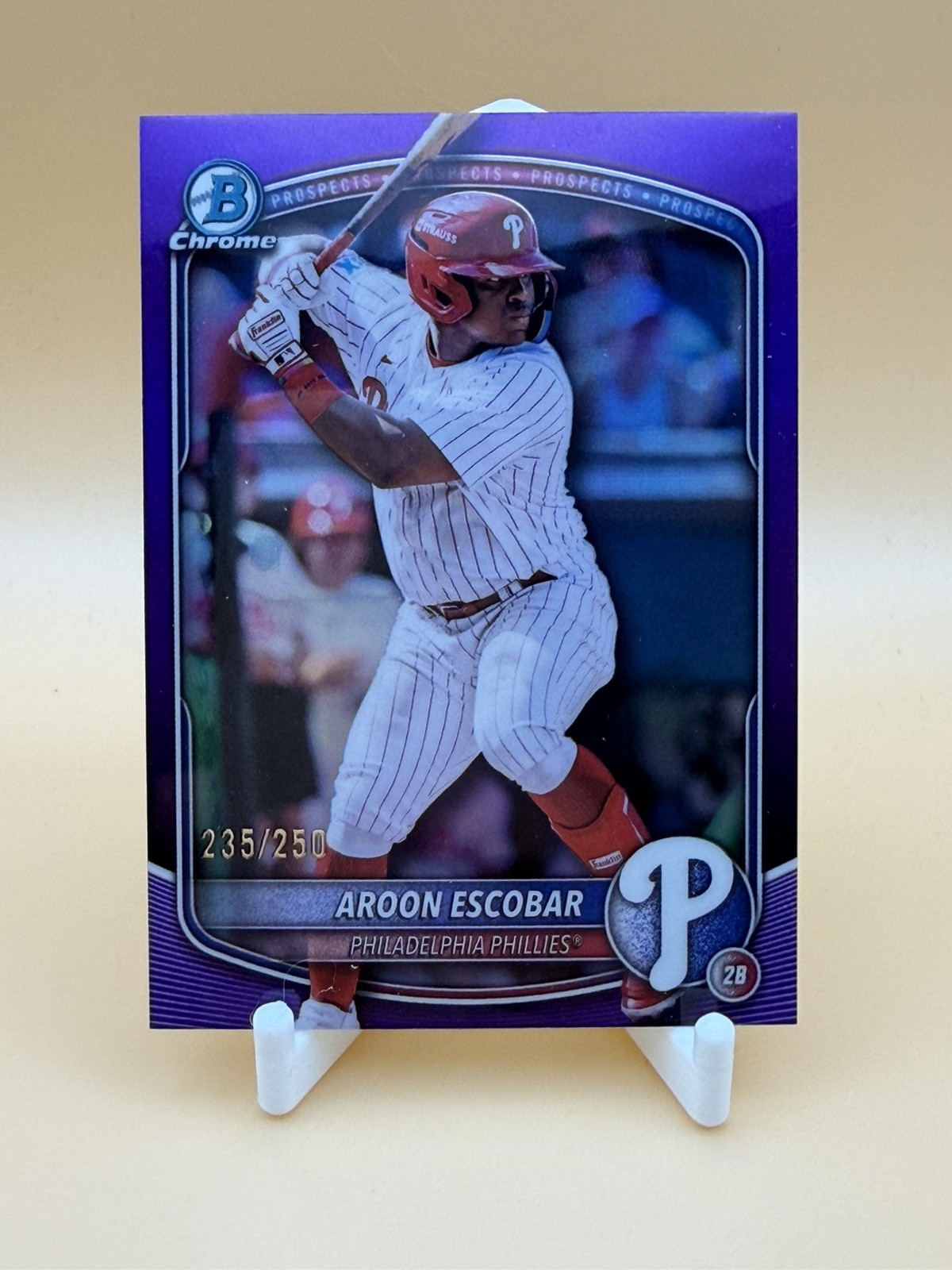 2025 Bowman Aroon Escobar Chrome Purple Refractor 1st Prospect #/250 Phillies
