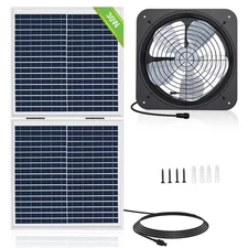 25W Solar Powered Attic Ventilator Gable Roof Vent Fan with 30W Foldable Pane...