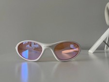 Oakley Minute 1.0: White Wrap Sunglasses With Pink Lens  Gorpcore eye jacket