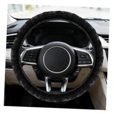 Fuzzy Steering Wheel Cover, 15 Inch Universal Soft Plush Steering Wheel Black