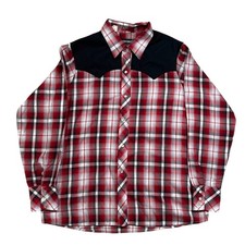 Sheplers Mens Red Plaid Western Snap Front Shirt Black Yoke Long Sleeve Sz 16 38